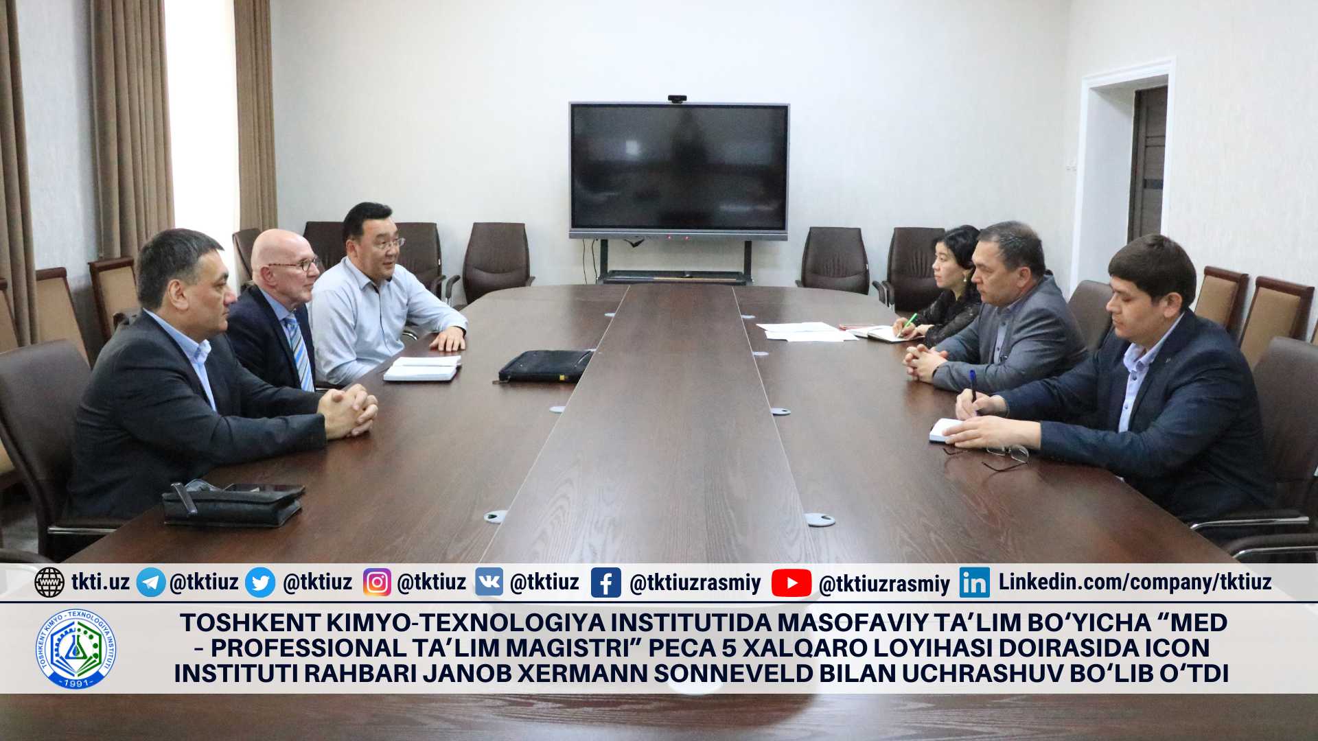 A meeting was held with Mr. Herman Zonneveld, head of the ICON Institute, within the framework of the international project PECA 5 "MEd - Master of Professional Education" for distance learning at the Tashkent Institute of Chemica | tkti.uz