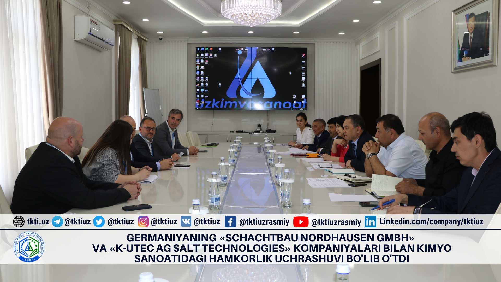 A cooperation meeting in the chemical industry was held with the German companies "SCHACHTBAU Nordhausen GmbH" and "K-Utec AG Salt Technologies". | tkti.uz