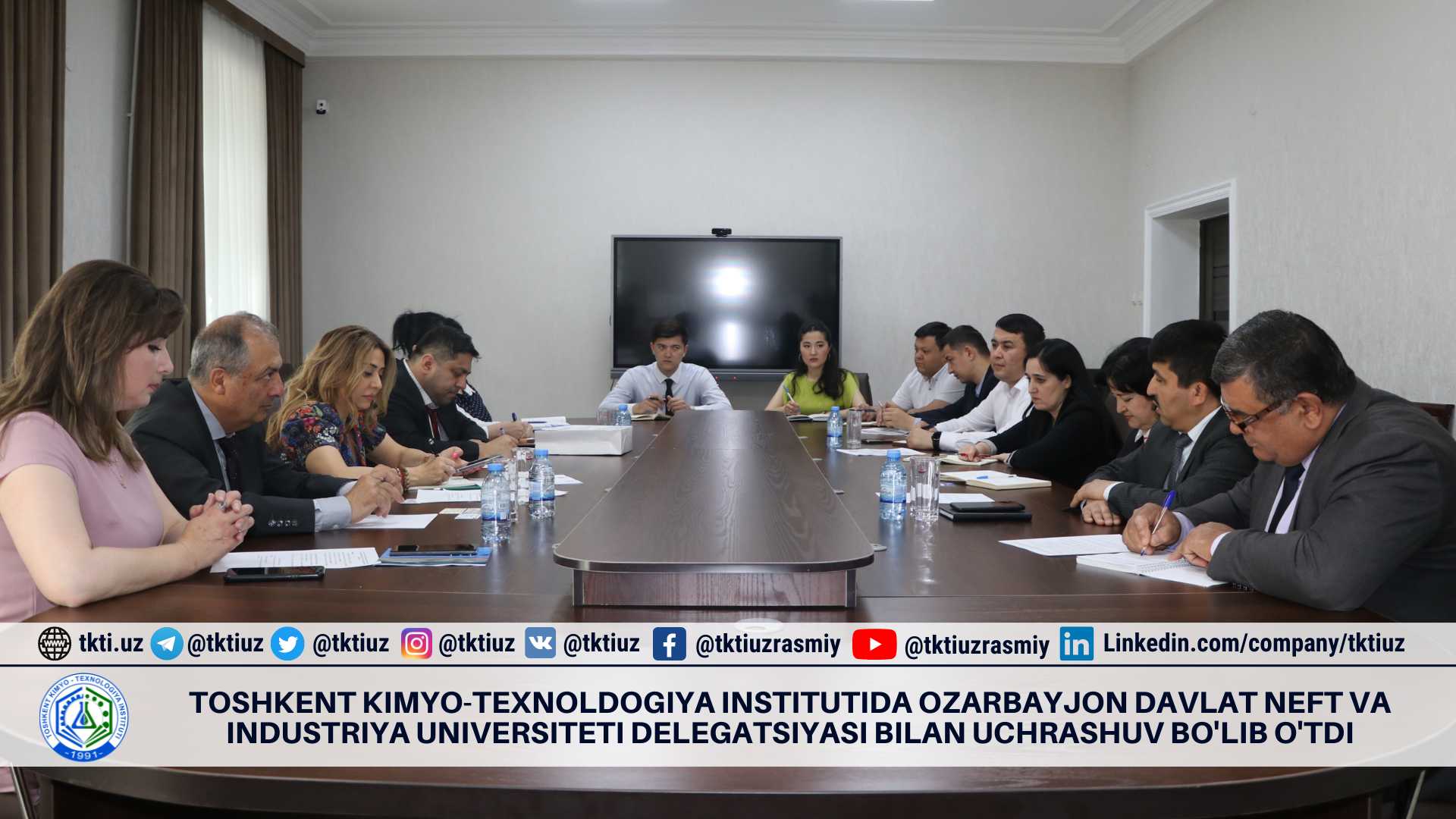 Toshkent kimyo-texnoldogiya institutida Ozarbayjon Davlat neft va industriya universiteti delegatsiyasi bilan uchrashuv bo'lib o'tdi | tkti.uz