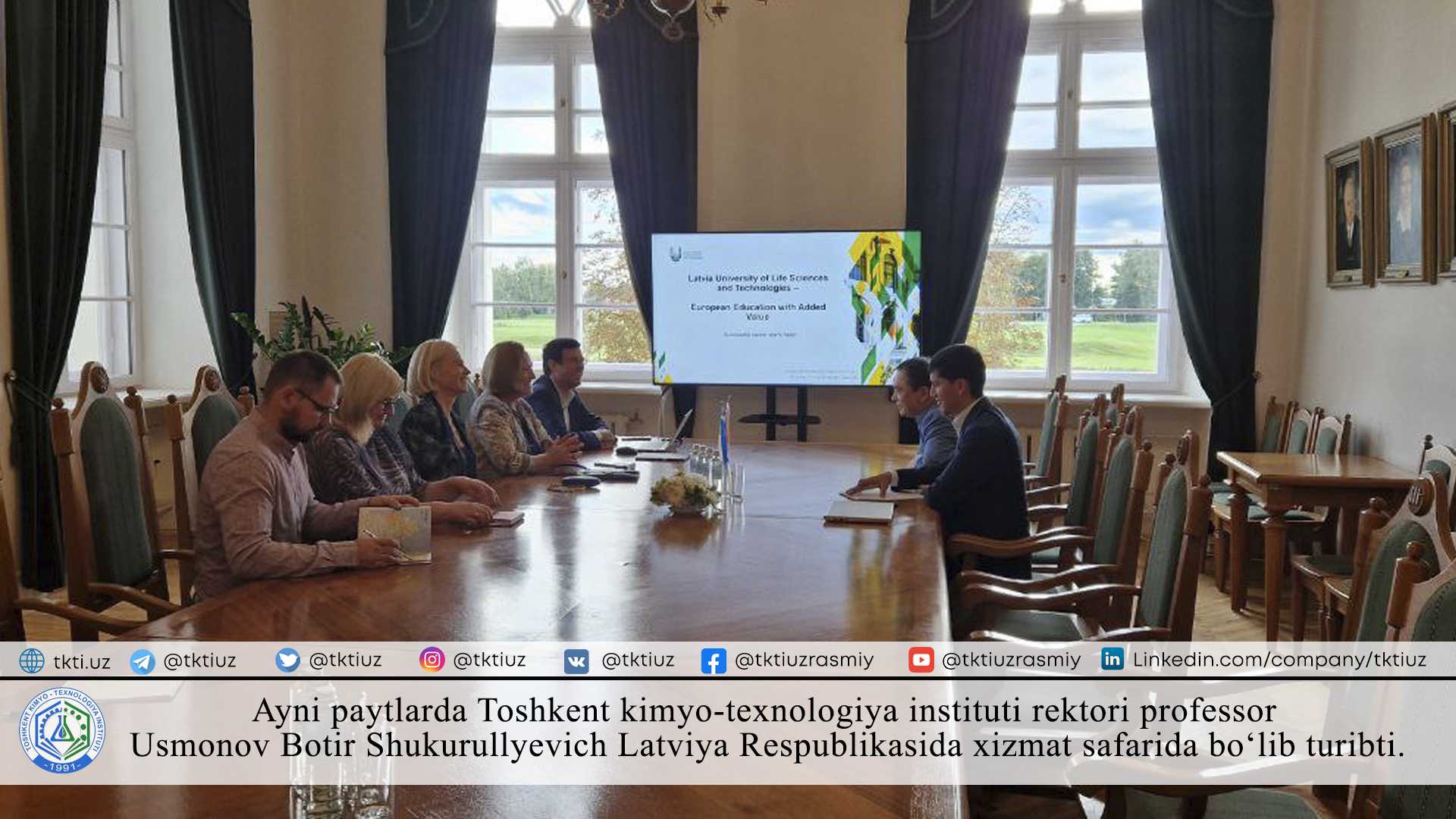 Currently, the rector of the Tashkent Institute of Chemical Technology, Professor Usmanov Botir Shukurullyevich, is on a business trip to the Republic of Latvia. | tkti.uz