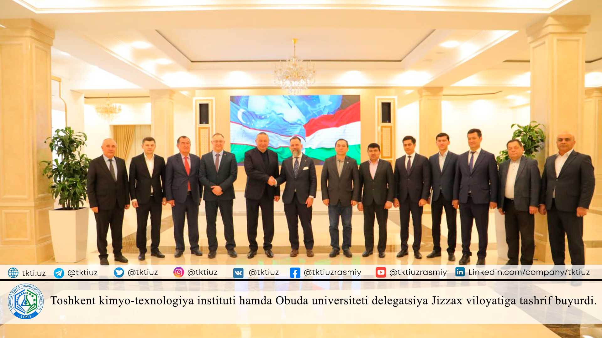 The delegation of Tashkent Institute of Chemical Technology and Obuda University visited Jizzakh region. | tkti.uz