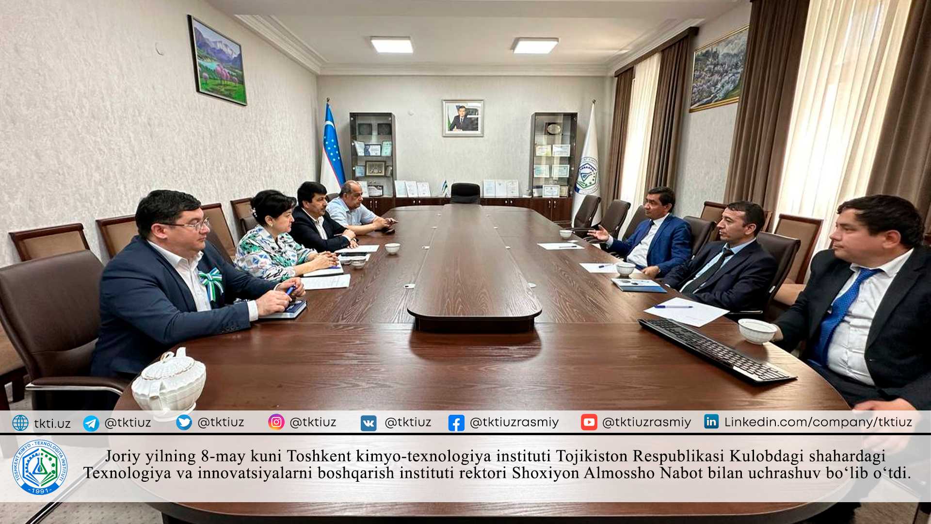 On May 8 of this year, a meeting was held with Shokhion Almossho Nabot, rector of the Institute of Technology and Innovation Management in the city of Kulob, Republic of Tajikistan. | tkti.uz