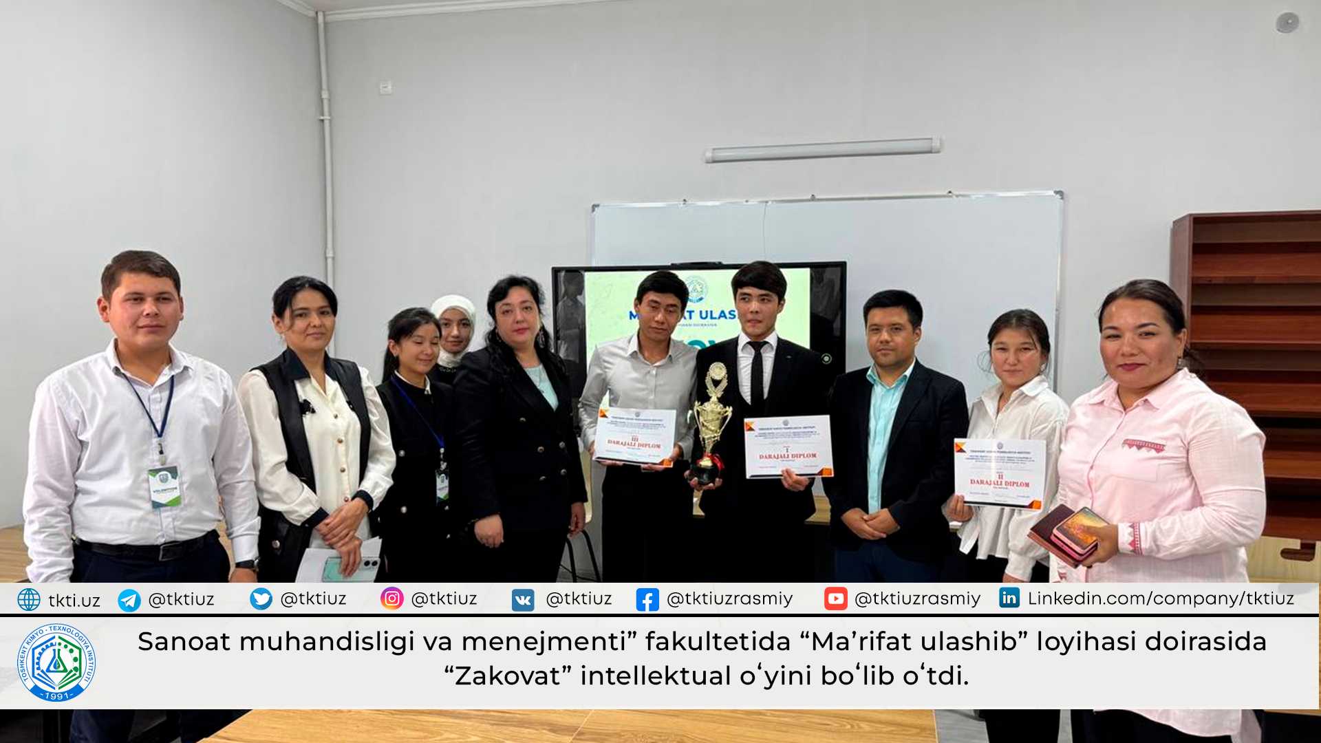 The "Zakovat" intellectual game was held in the framework of the "Sharing Enlightenment" project at the "Industrial Engineering and Management" faculty. | tkti.uz