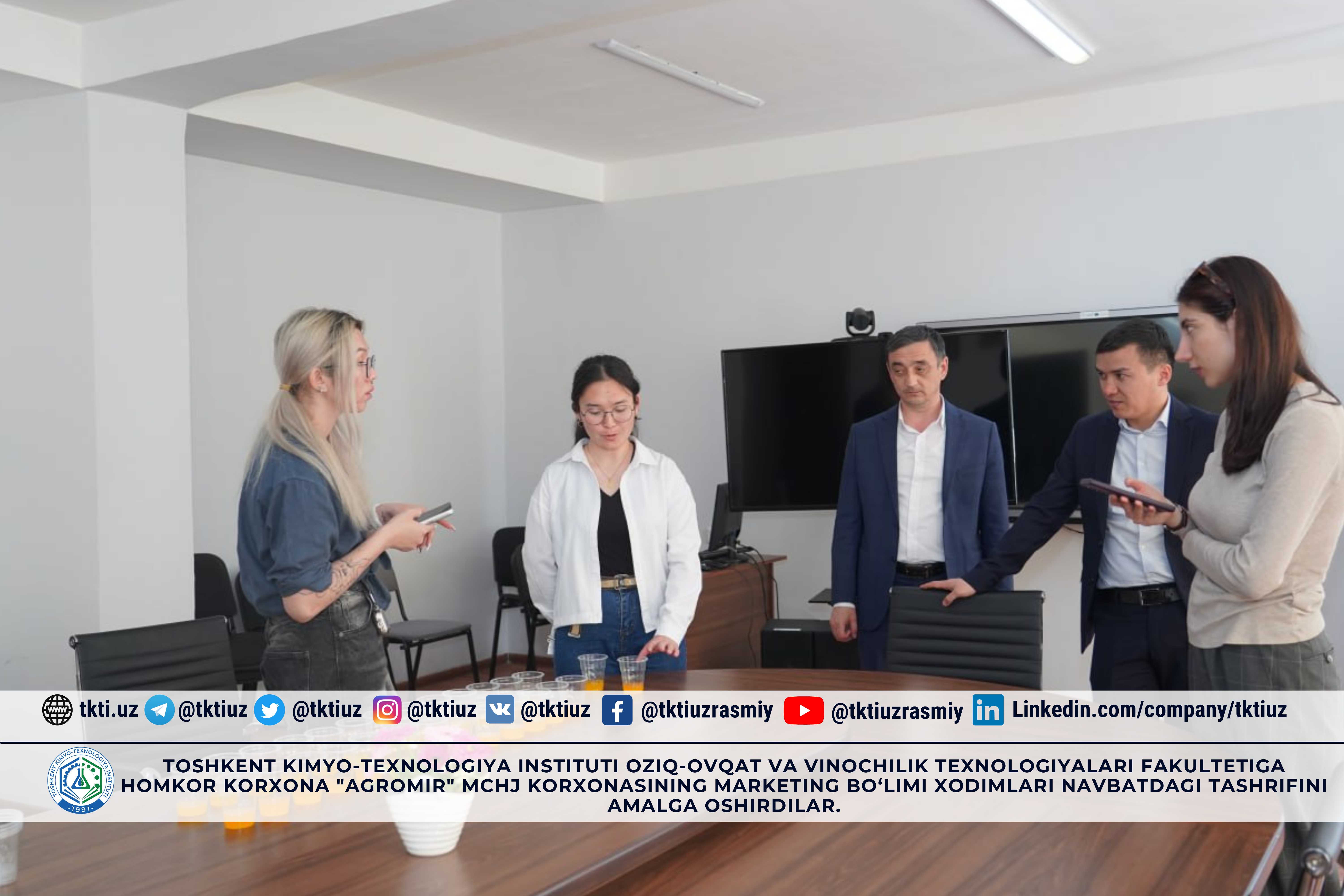 The employees of the Marketing Department of the subsidiary enterprise "AGROMIR" LLC paid another visit to the Faculty of Food and Winemaking Technologies of the Tashkent Chemical-Technological Institute. | tkti.uz