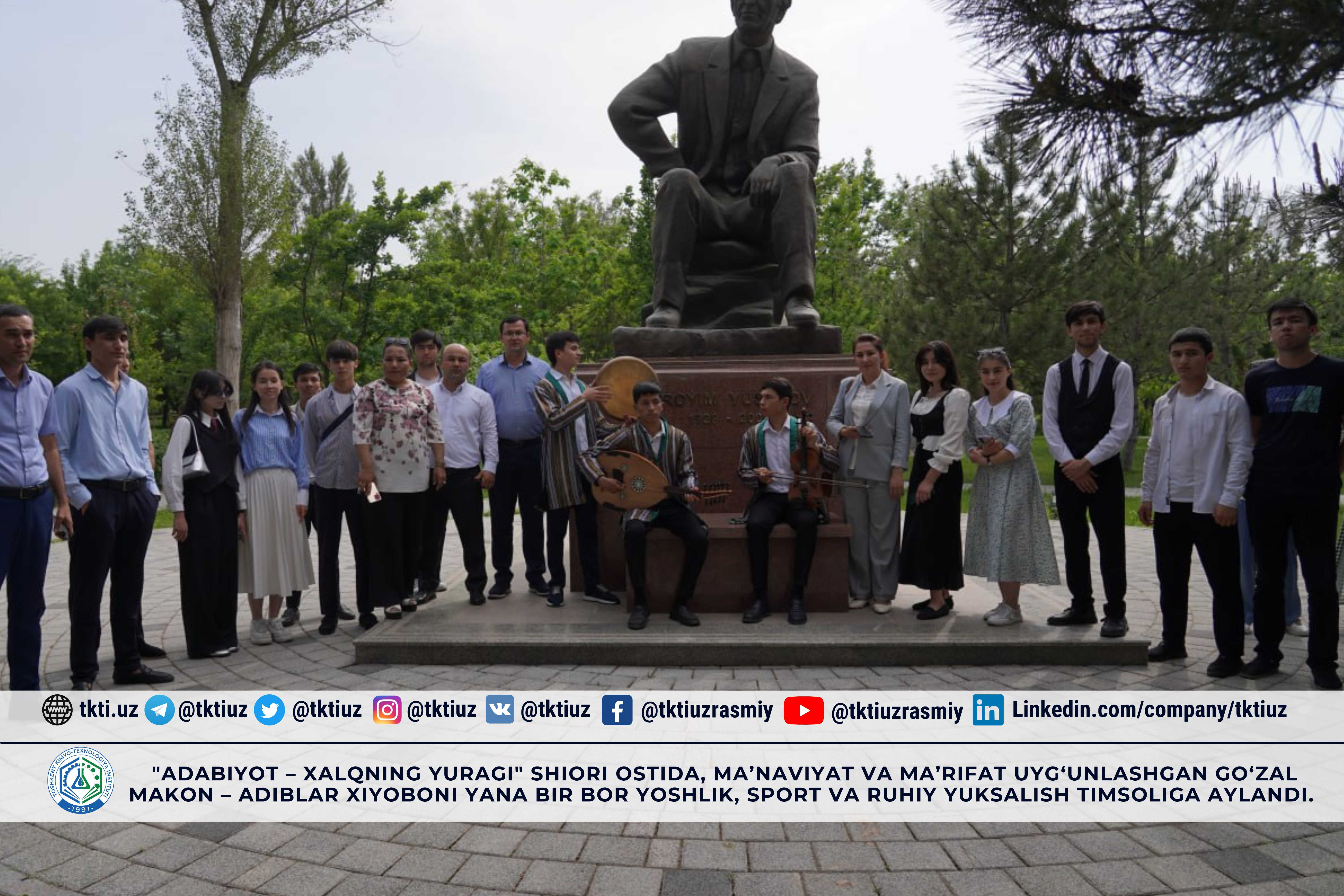 Under the slogan "Literature is the heart of the people", a beautiful place where spirituality and enlightenment are combined - the Alley of Writers - has once again become a symbol of youth, sports and spiritual upliftment. | tkti.uz