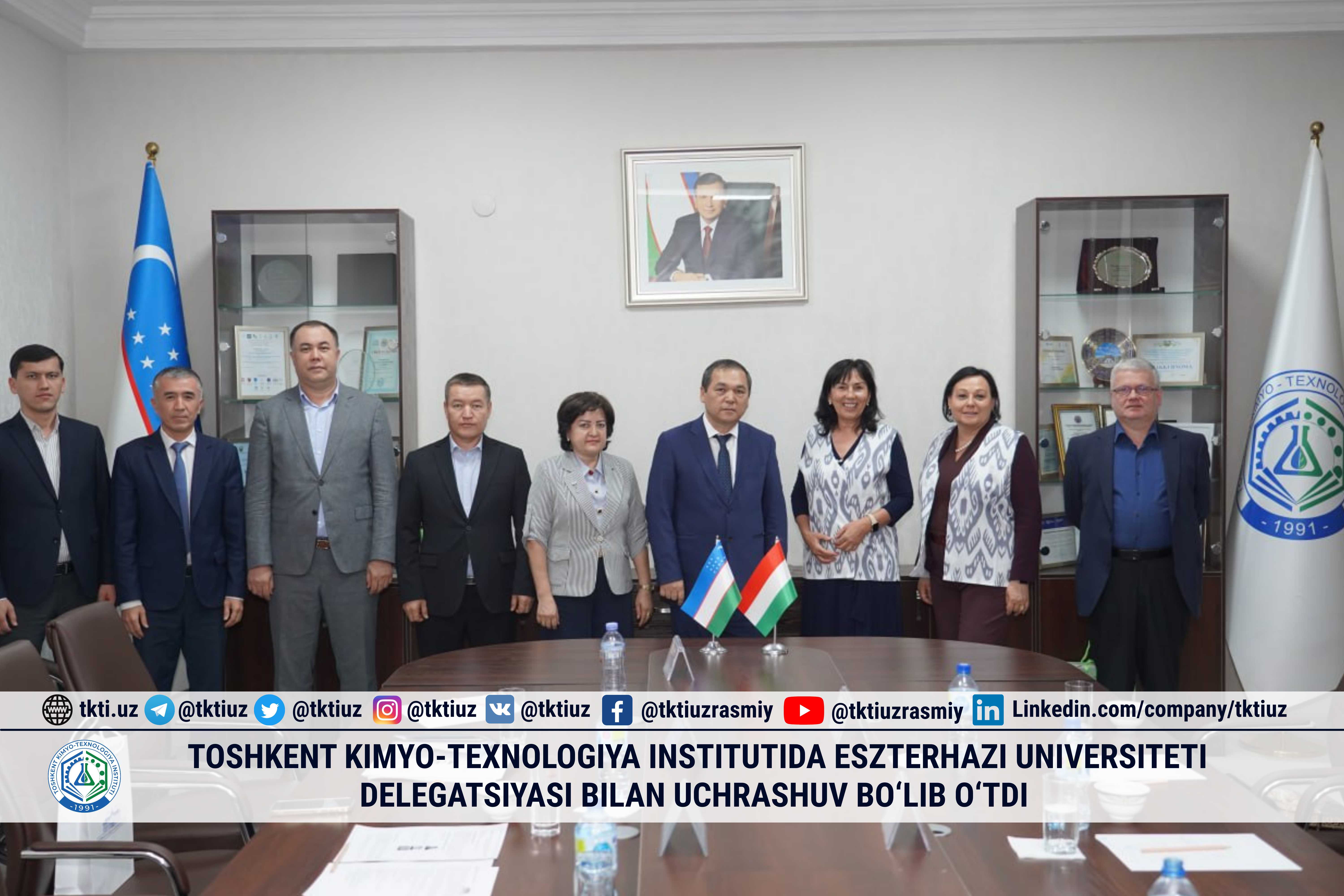 Toshkent kimyo-texnologiya institutida Eszterhazi universiteti delegatsiyasi bilan uchrashuv bo‘lib o‘tdi | tkti.uz